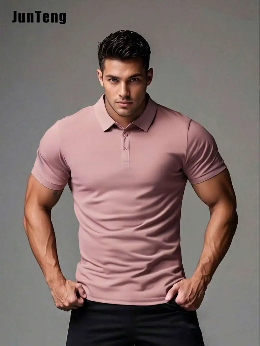 Men's Casual Breathable Plain Polo Shirt, - Image 8